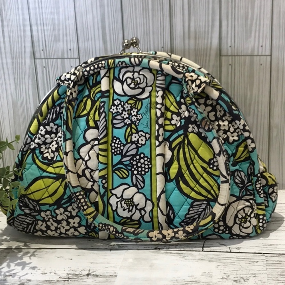 Vera Bradley Women's Green and Blue Kiss Lock Dome Bag